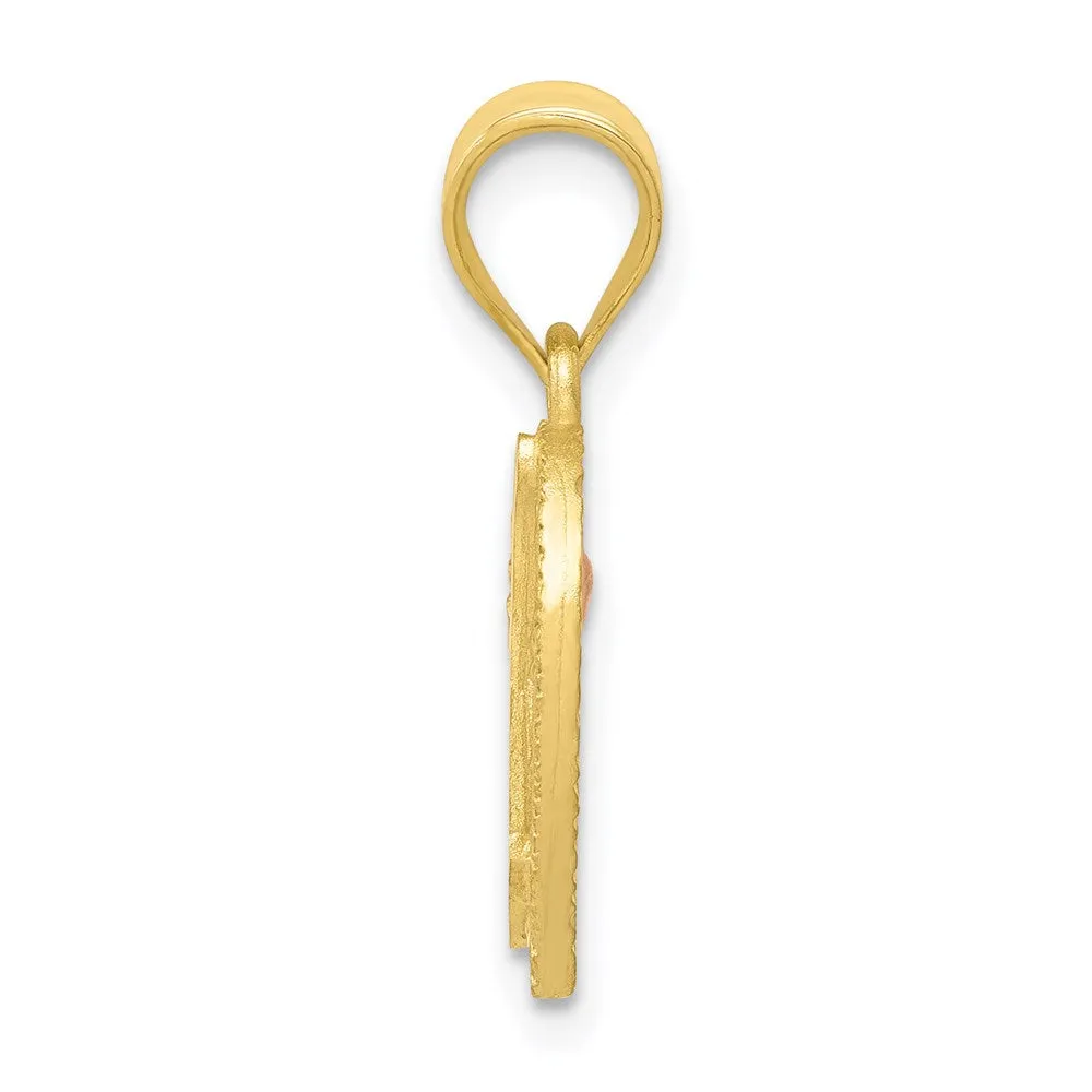 14k Two-Tone Heart Letter N Initial Pendant