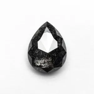 1.93 CARAT BLACK SPECKLED ROSE CUT PEAR DIAMOND