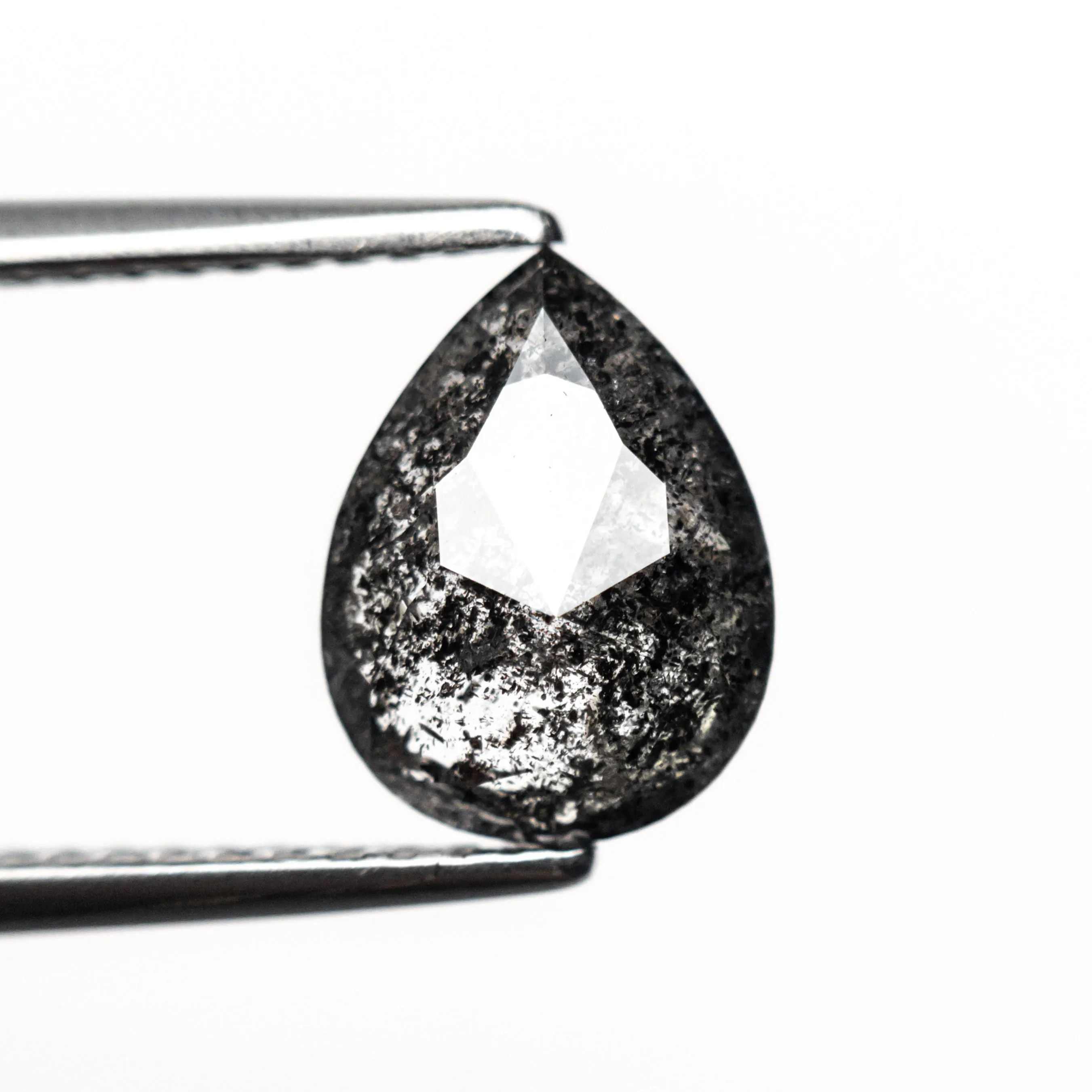 1.93 CARAT BLACK SPECKLED ROSE CUT PEAR DIAMOND