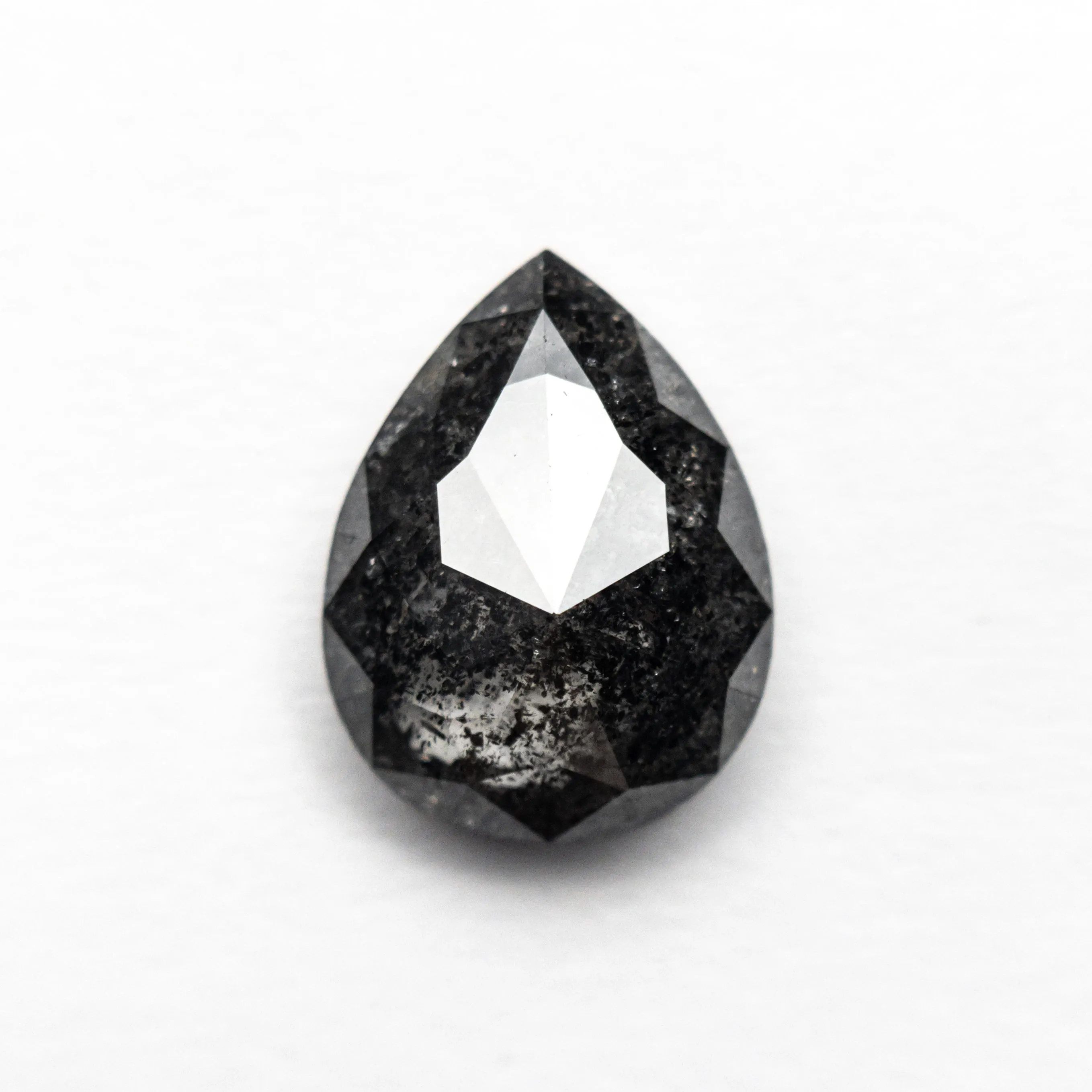 1.93 CARAT BLACK SPECKLED ROSE CUT PEAR DIAMOND