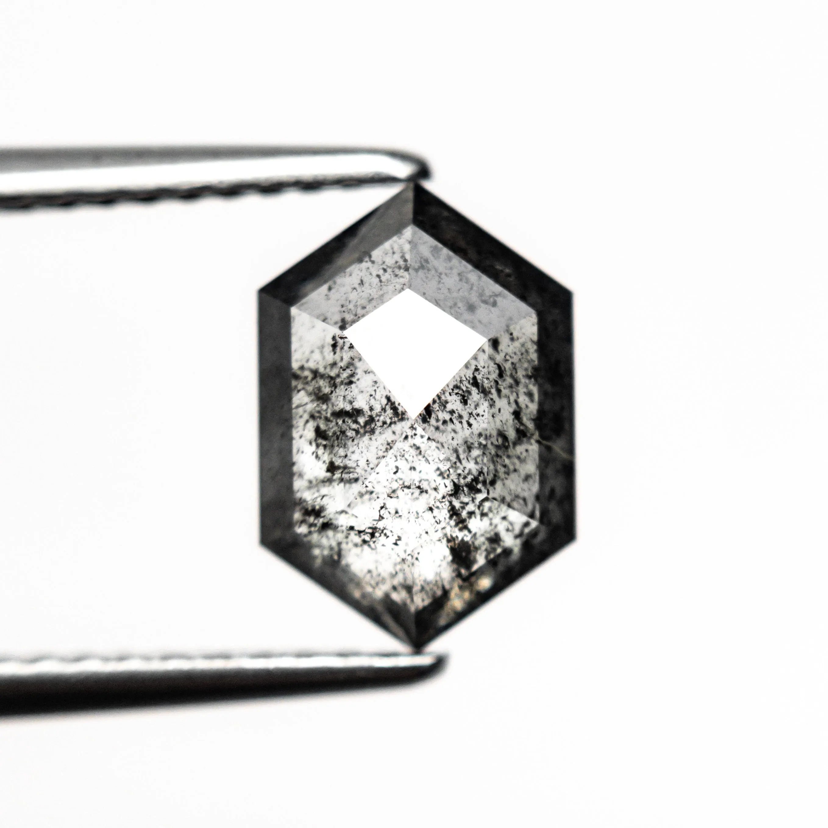 2.10 CARAT BLACK SPECKLED ROSE CUT HEXAGON DIAMOND