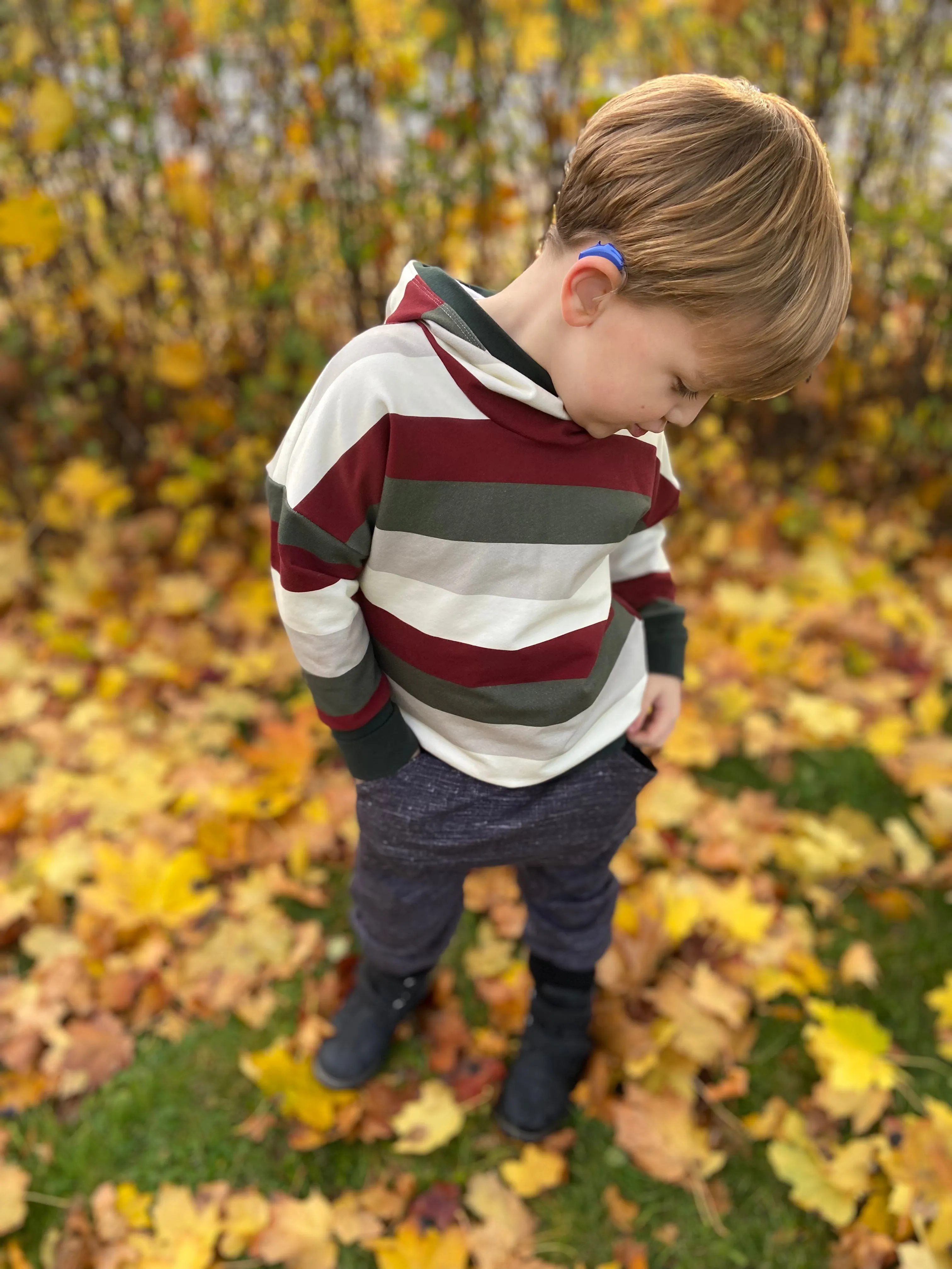 3-6y Holiday Stripe Slouchy Hoodie - Grow With Me