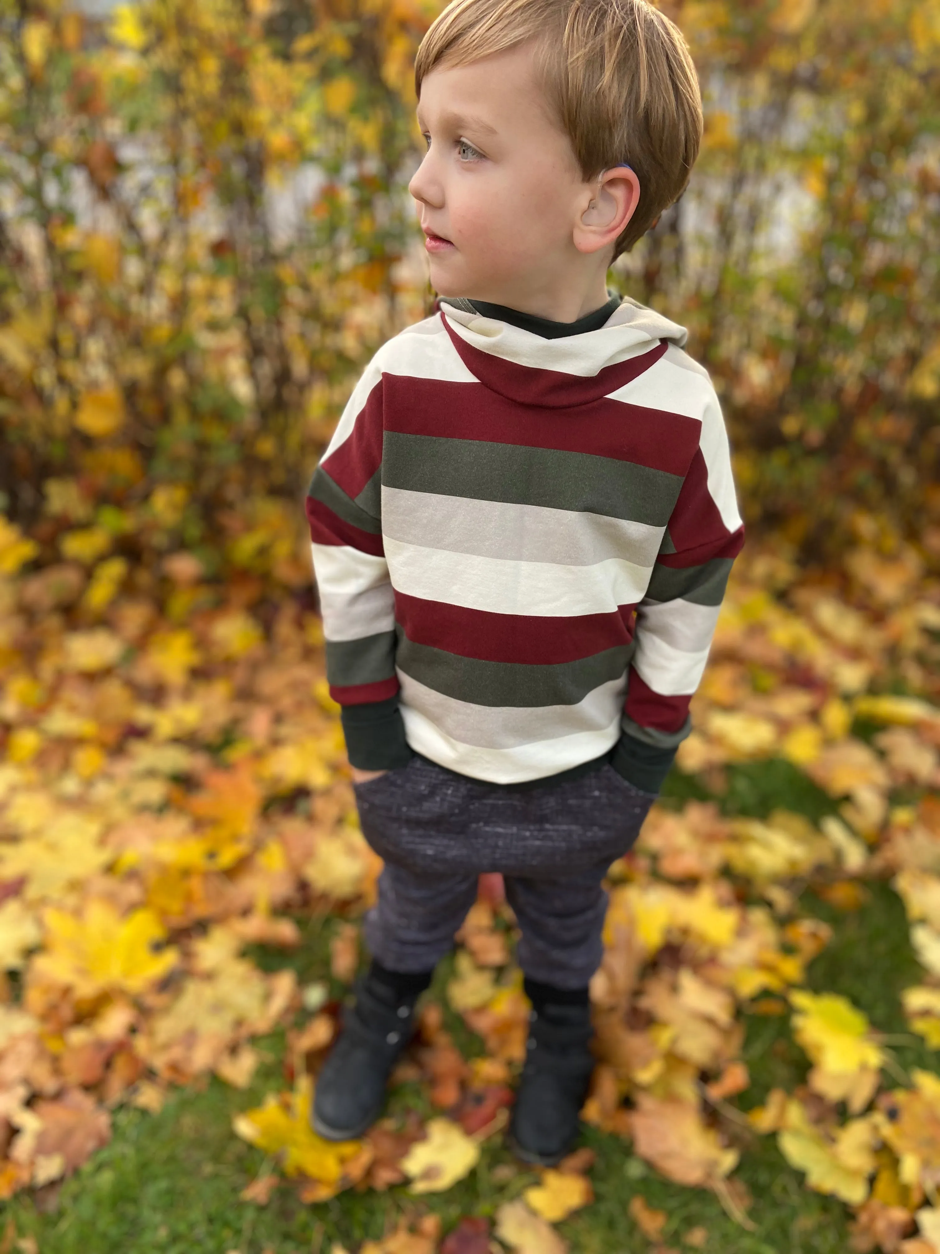 3-6y Holiday Stripe Slouchy Hoodie - Grow With Me
