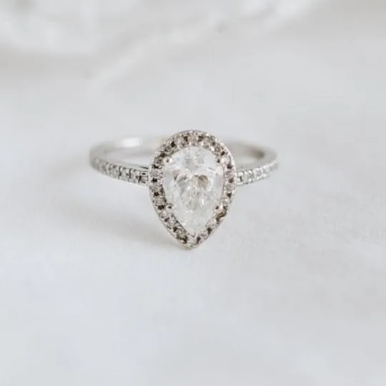 3/4 Carat Pear Shape Cut Diamond - F SI2 - 0.74ct - 214274