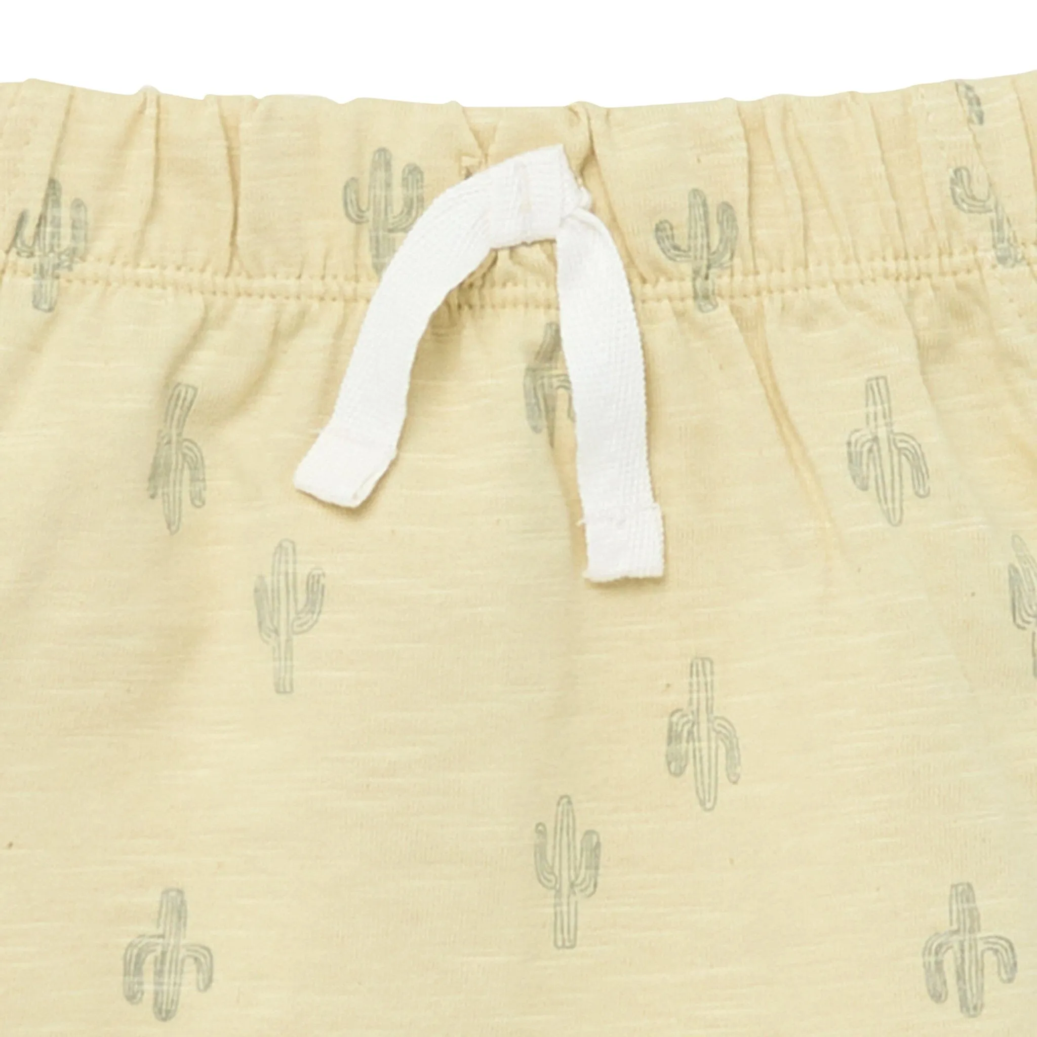 4-Piece Baby Boys Dusty Yellow Cactus Sleeveless Shirts and Shorts Set
