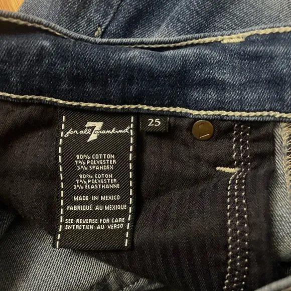 7 for All Mankind Josefina Blue Ripped Skinny Boyfriend Jeans Size 25