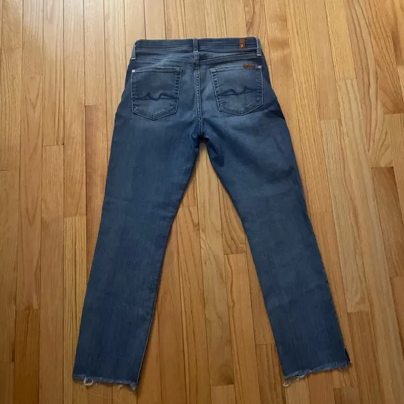7 for All Mankind Josefina Blue Ripped Skinny Boyfriend Jeans Size 25