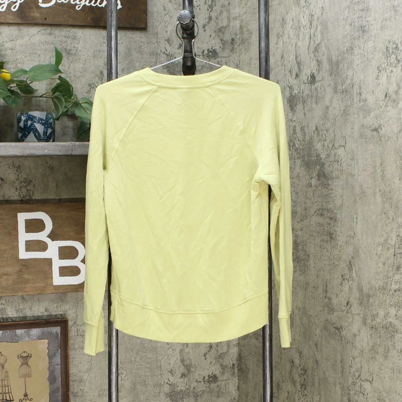 A New Day Women's Pullover Crewneck Sweatshirt Yellow Green Small