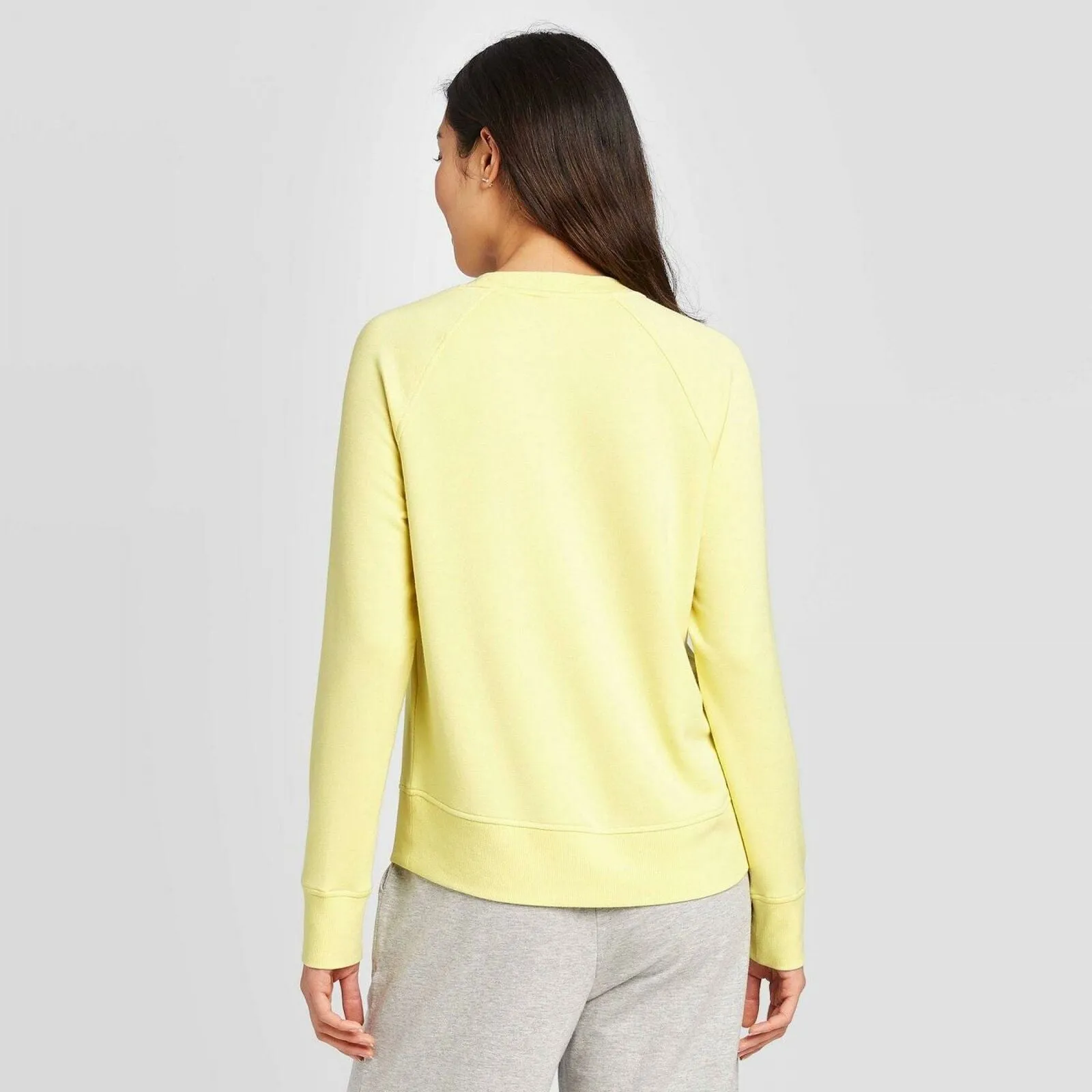 A New Day Women's Pullover Crewneck Sweatshirt Yellow Green Small