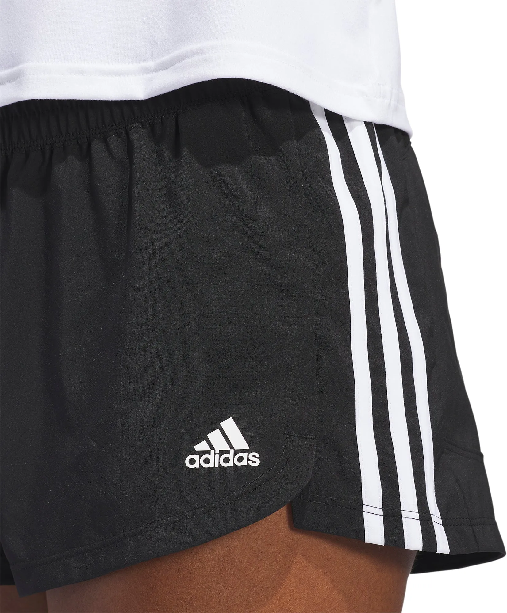 adidas Pacer 3 Stripes Woven Womens Training Shorts - Black