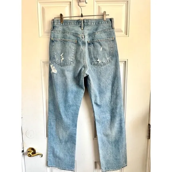 Agolde 90s mid rise loose fit destroyed denim jeans size 28