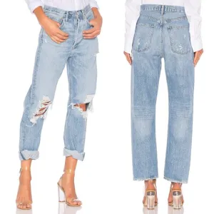 Agolde 90s mid rise loose fit destroyed denim jeans size 28