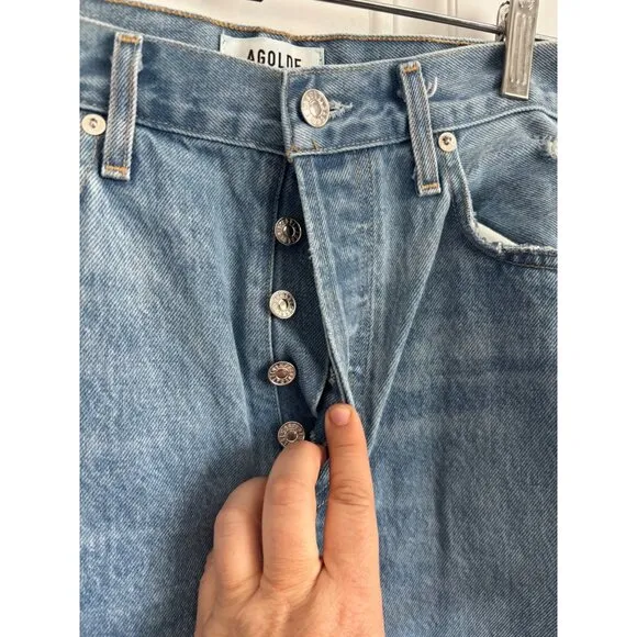 Agolde 90s mid rise loose fit destroyed denim jeans size 28