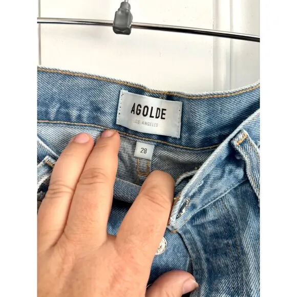 Agolde 90s mid rise loose fit destroyed denim jeans size 28