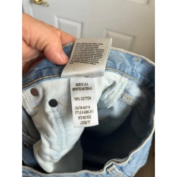 Agolde 90s mid rise loose fit destroyed denim jeans size 28