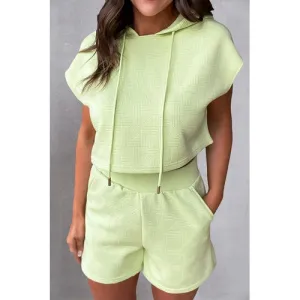 'Alina' Textured Hoodie and Shorts Set