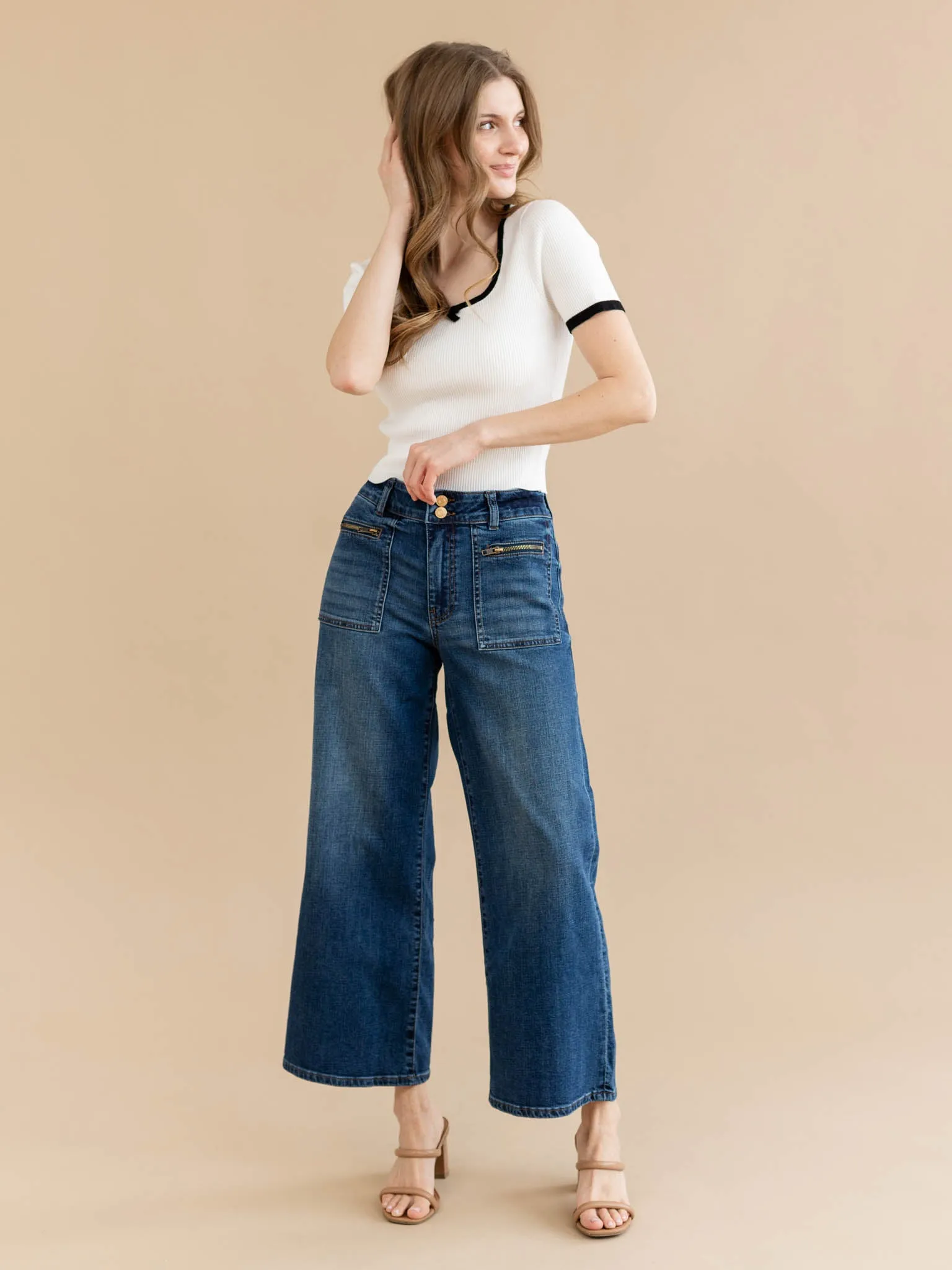 Allie Rose Square Neck Bow Detail Top
