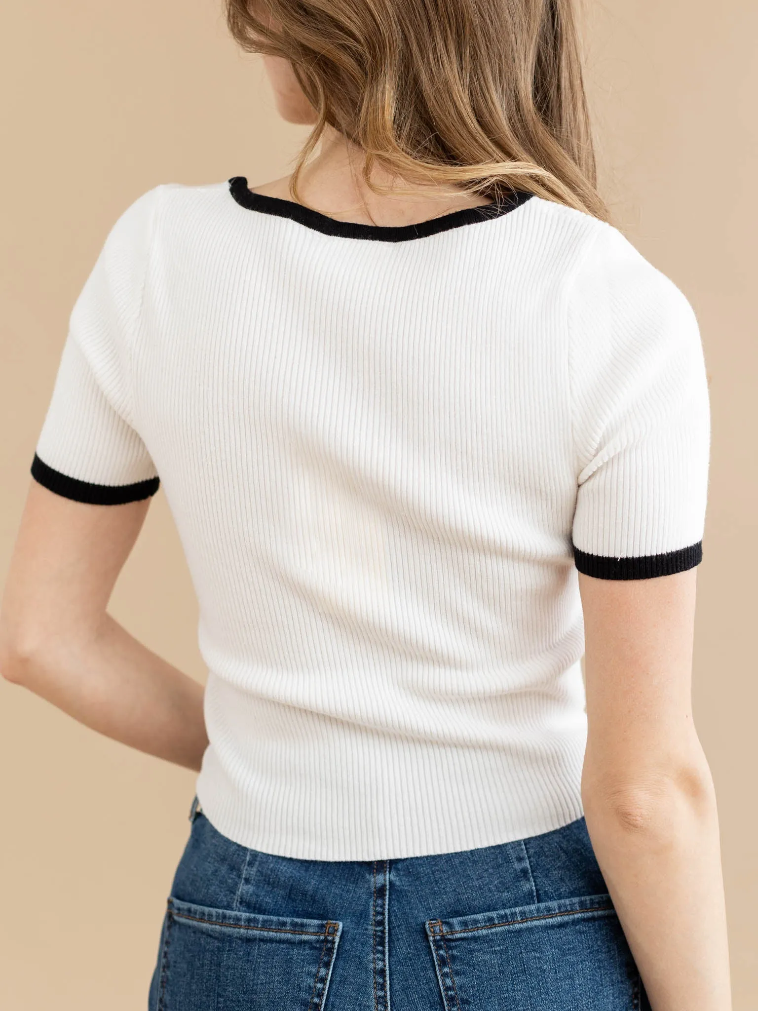 Allie Rose Square Neck Bow Detail Top