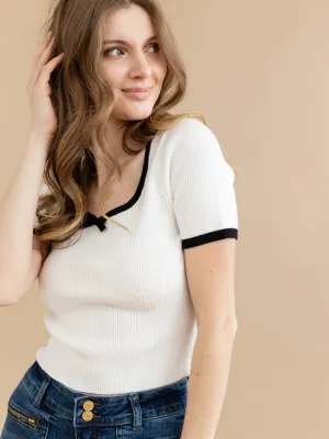 Allie Rose Square Neck Bow Detail Top