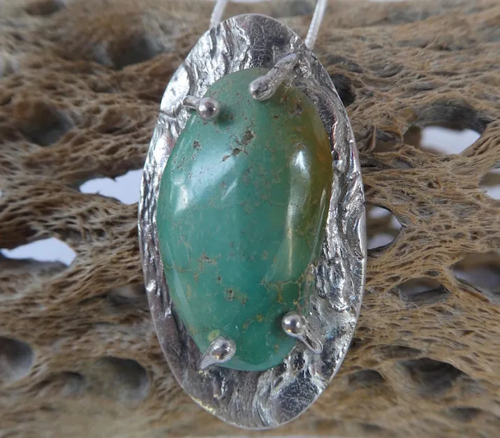 Amazonite Fine Silver PMC Necklace