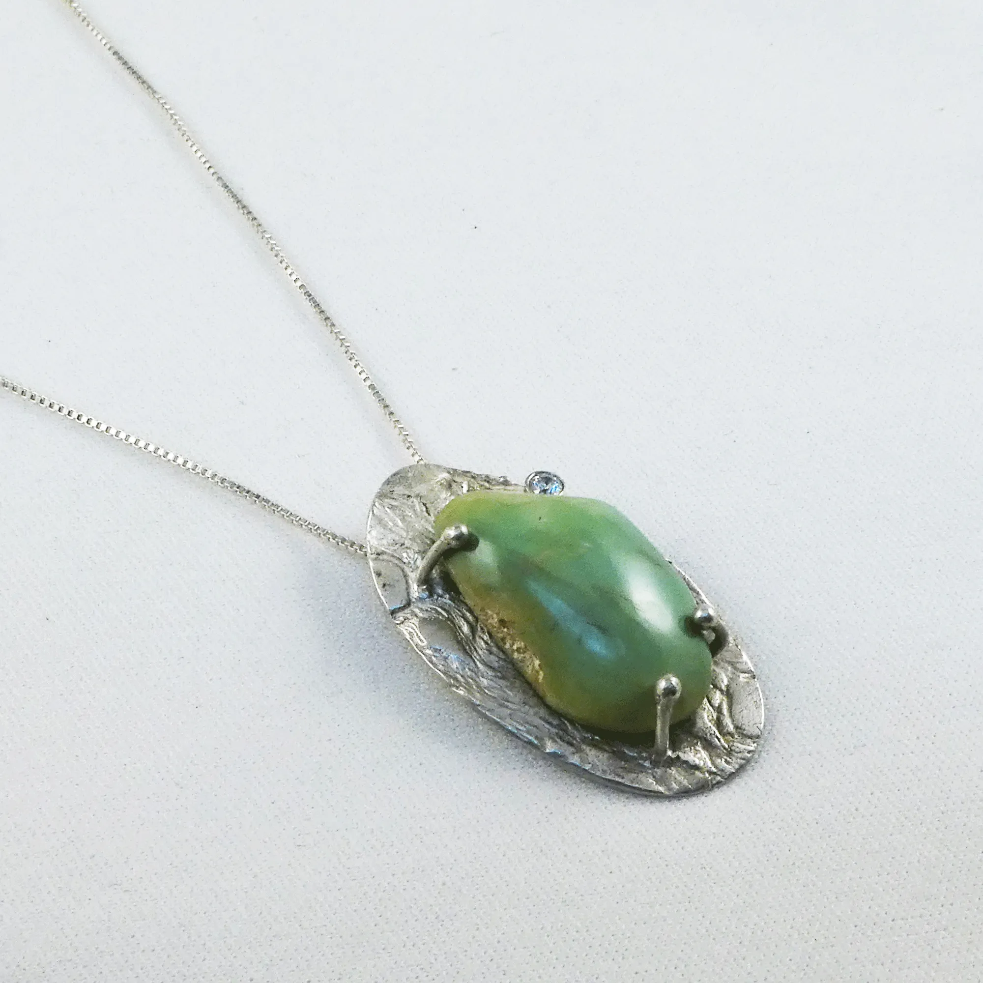 Amazonite Fine Silver PMC Necklace