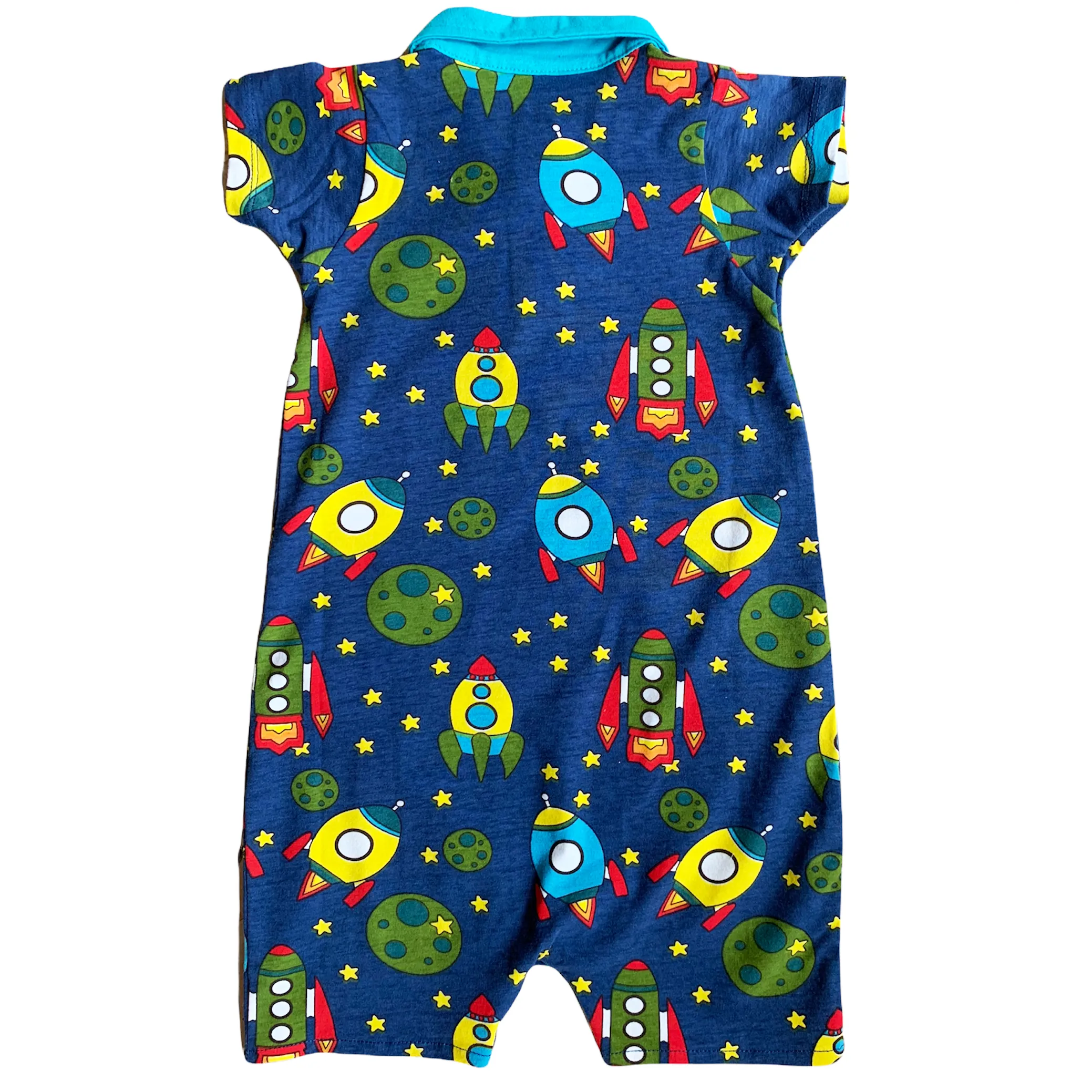 AnnLoren Spaceship short sleeve Collar Baby/Toddler Boys Romper