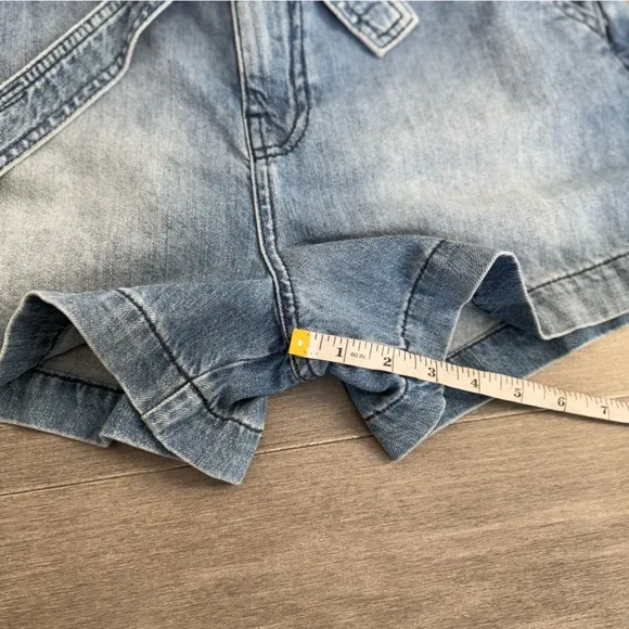 BA&amp;SH Clark Paperbag Denim Shorts S 4 High Rise Cuffed Jeans Shorts Tie Belt