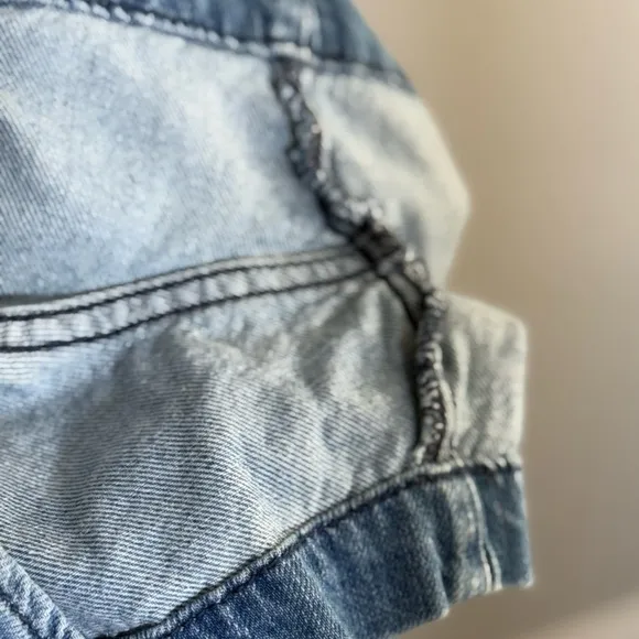 BA&amp;SH Clark Paperbag Denim Shorts S 4 High Rise Cuffed Jeans Shorts Tie Belt