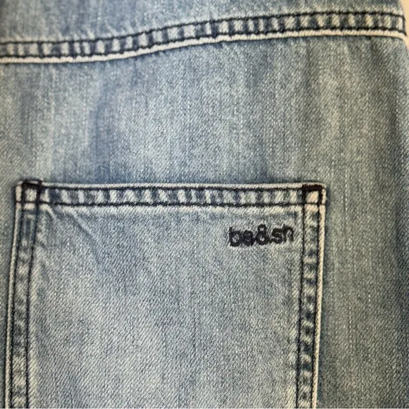 BA&amp;SH Clark Paperbag Denim Shorts S 4 High Rise Cuffed Jeans Shorts Tie Belt