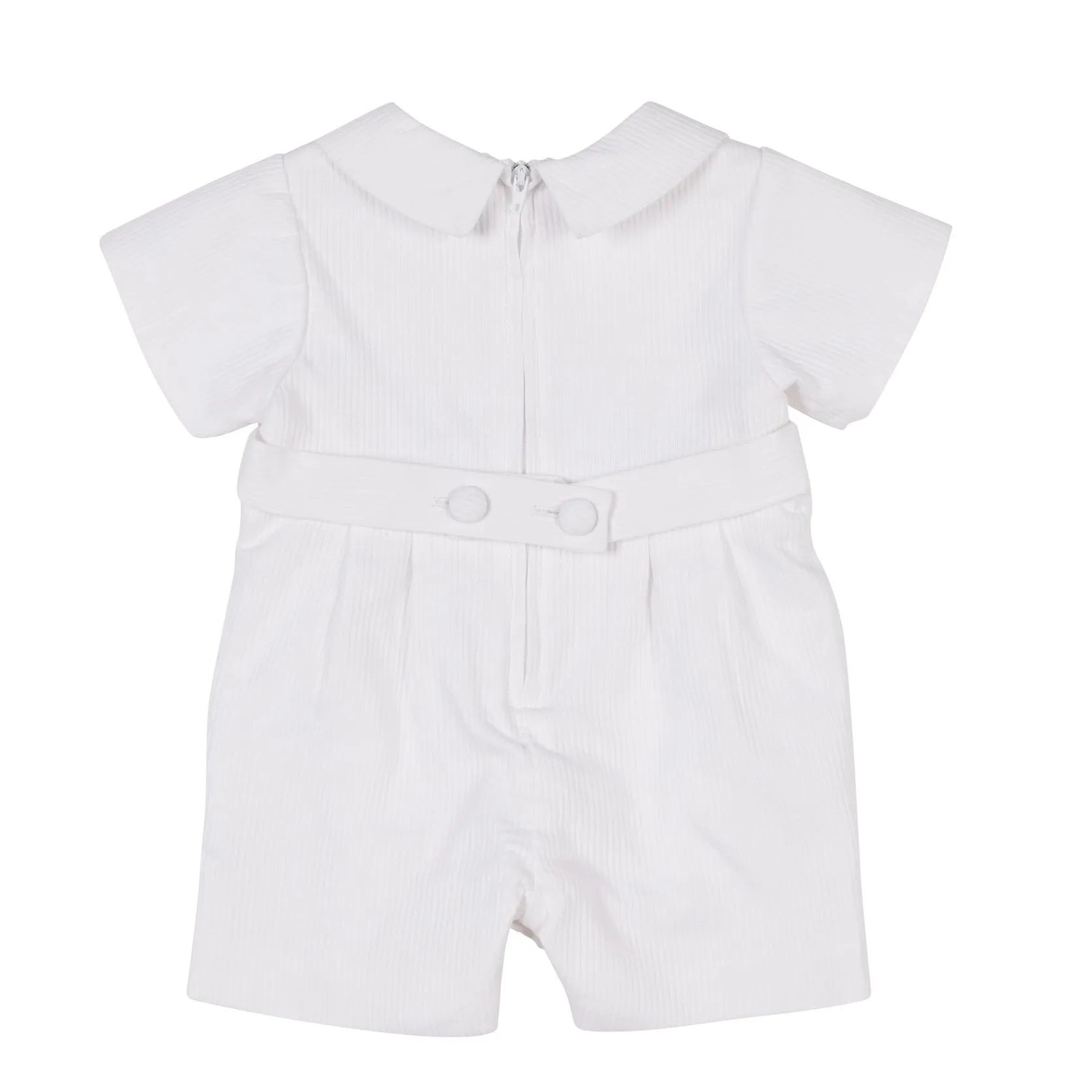 Baby Boys White Wale Pique Shortall