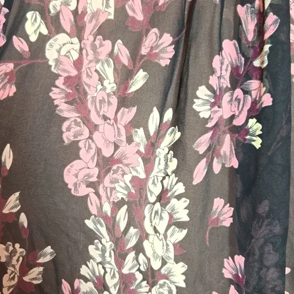 BCBGMaxAzria Amber Strapless Floral Print Sheer Contrast Gown