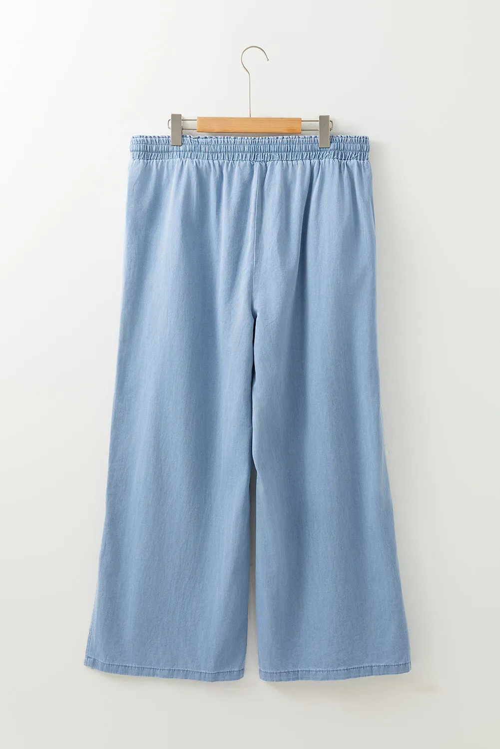 Beau Blue Casual Wide Slit Leg High Waist Loose Plus Size Jeans