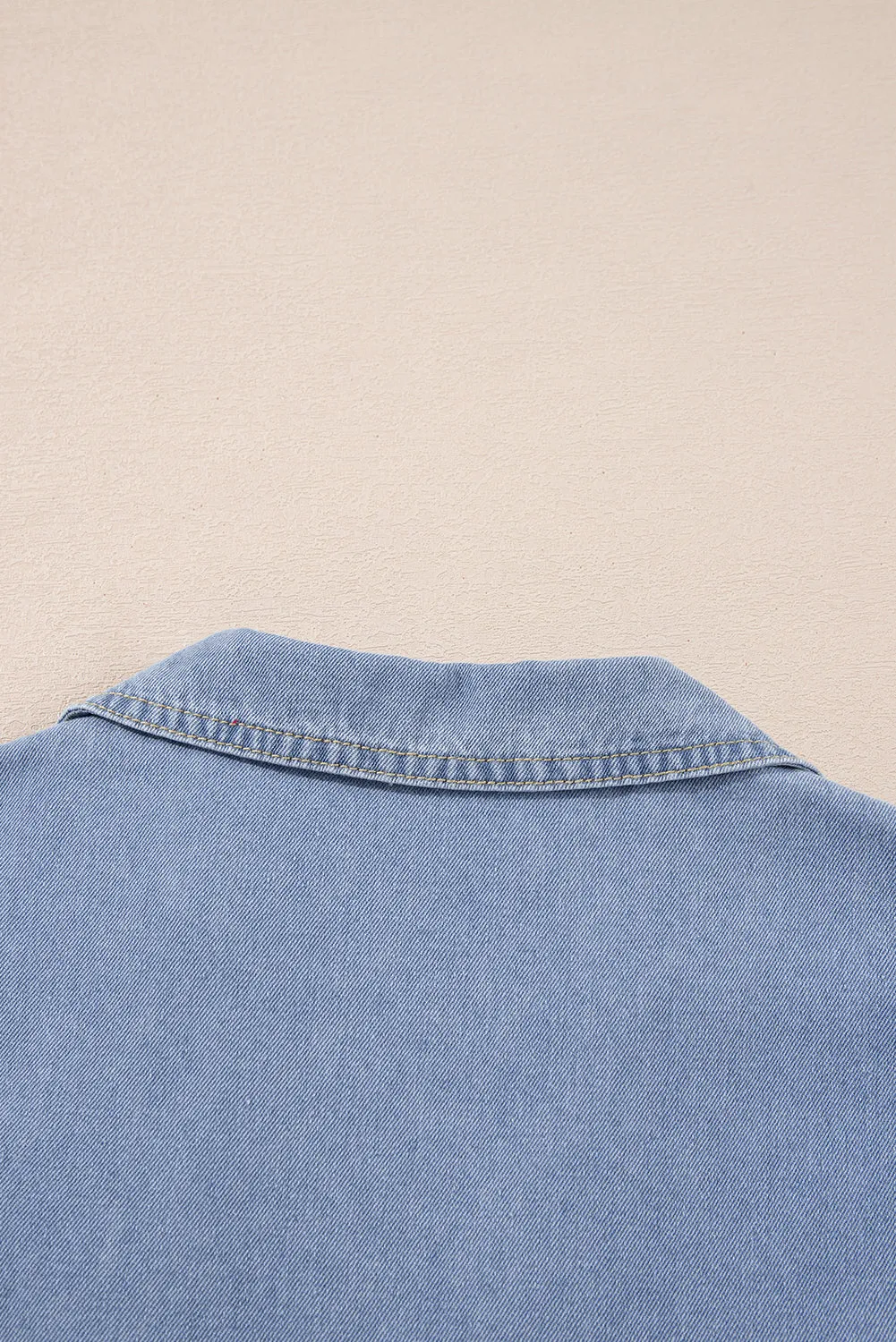Beau Blue Lapel Neck Cap Sleeve High Waist Denim Babydoll Dress