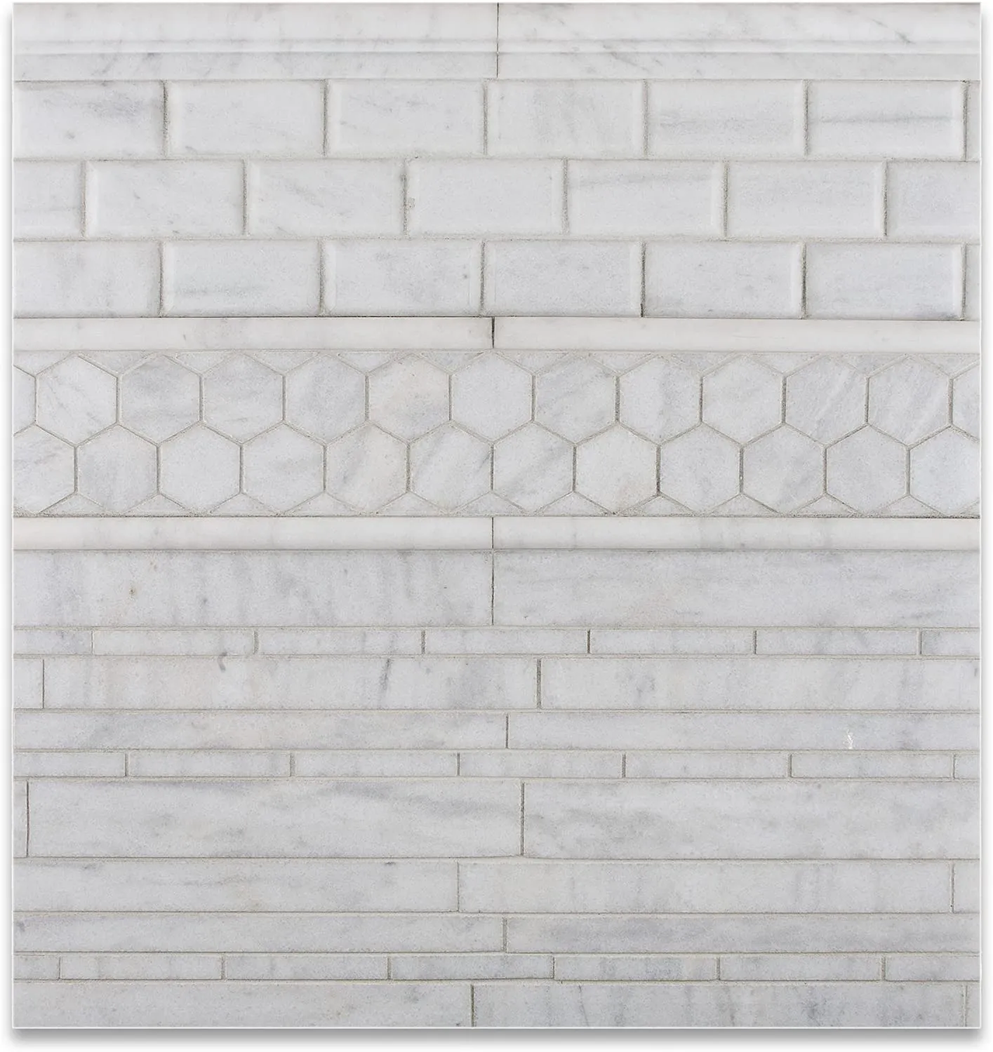Bianco Venatino Marble 2 X 12 Polished OG-1 Chair Rail Trim - Lot of 5 pcs.