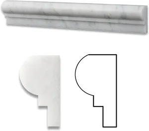 Bianco Venatino Marble 2 X 12 Polished OG-1 Chair Rail Trim - Lot of 5 pcs.