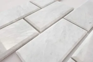 Bianco Venatino Marble 3X6 Deep - Beveled & Polished Subway Tile - STANDARD QUALITY - Lot of 20 Sq. Ft.