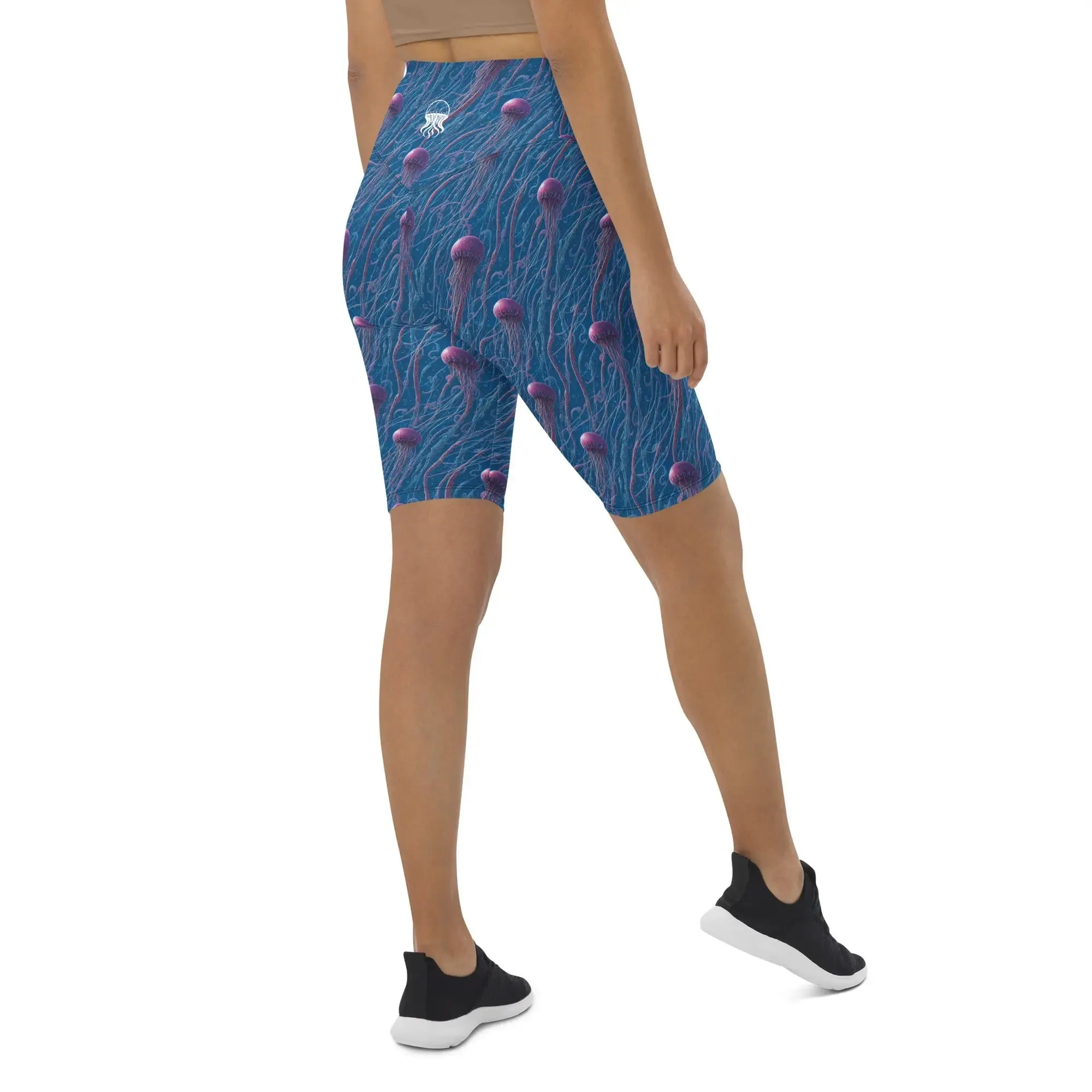 Biker Shorts - Blue and Violet Jellyfishes