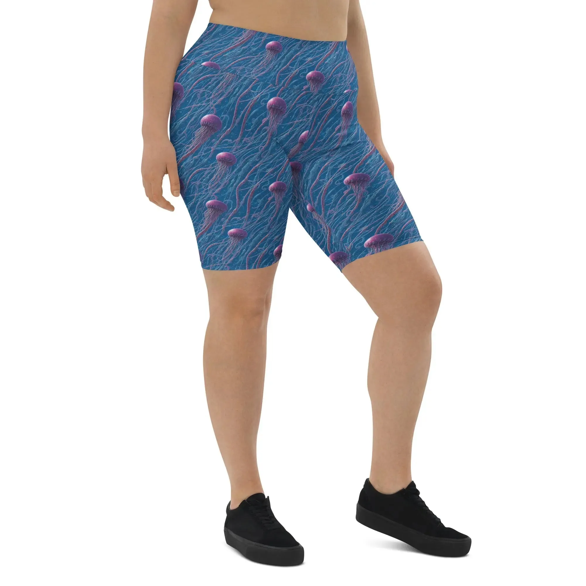 Biker Shorts - Blue and Violet Jellyfishes