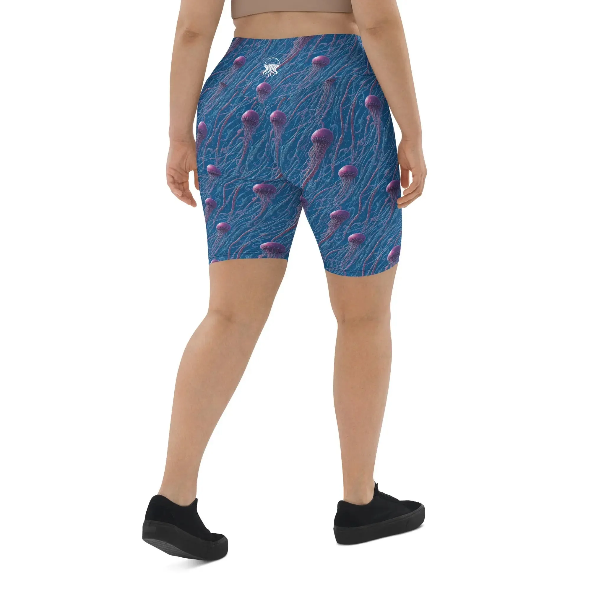 Biker Shorts - Blue and Violet Jellyfishes