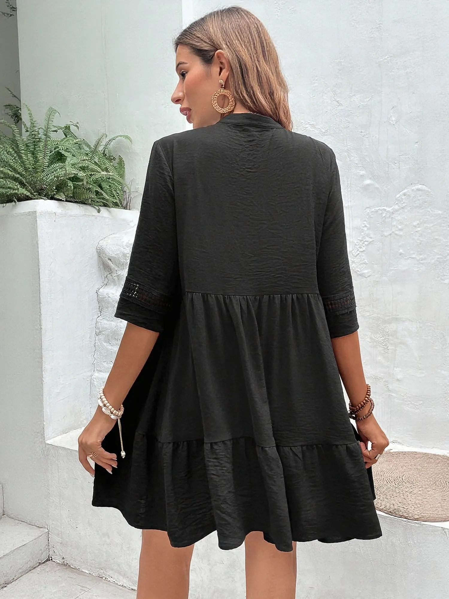 Black Aline Mini Tiered Dress Dress