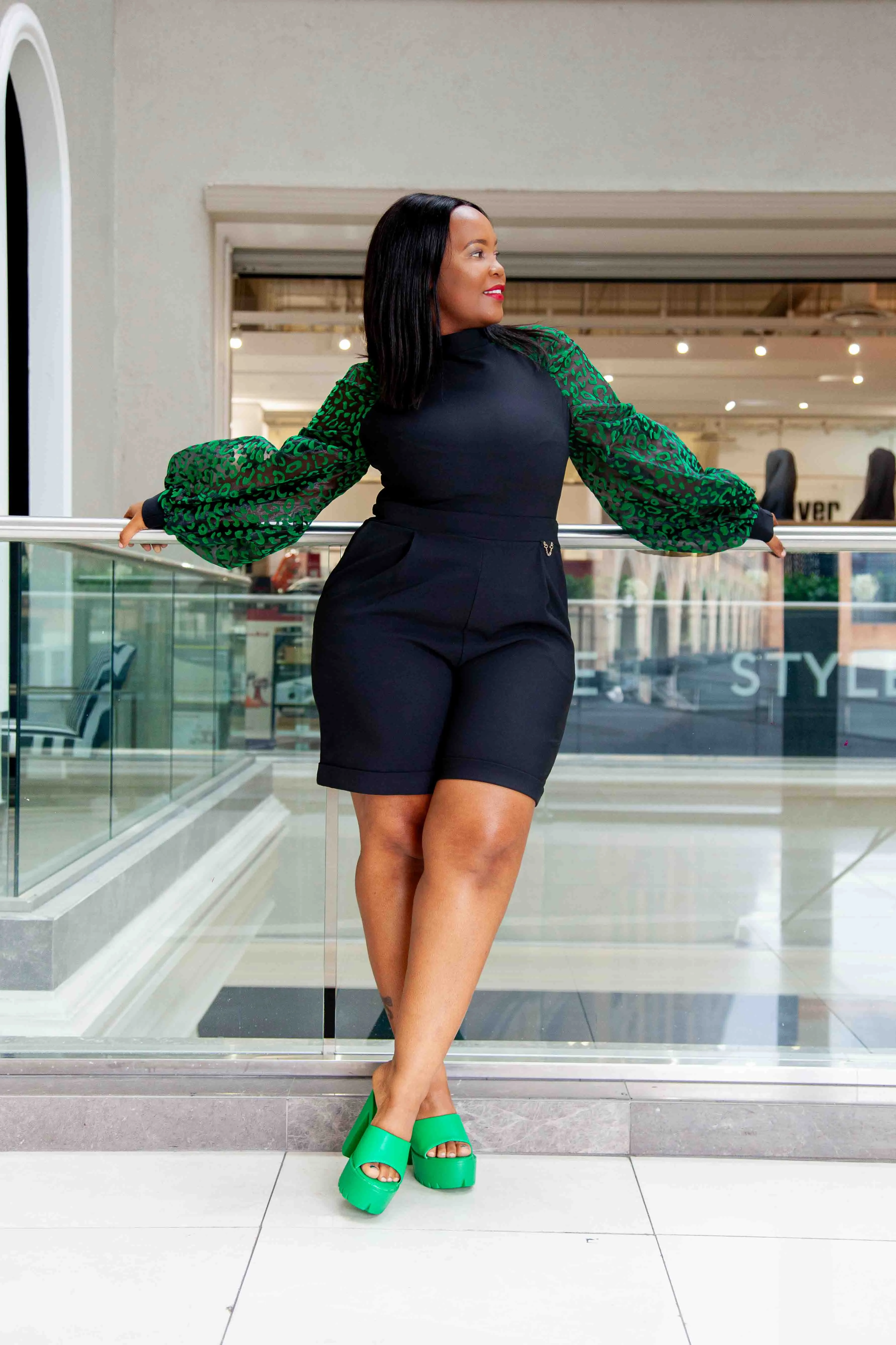 Black & Green Jumpsuit shorts