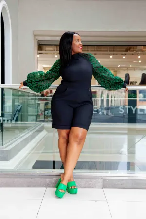 Black & Green Jumpsuit shorts