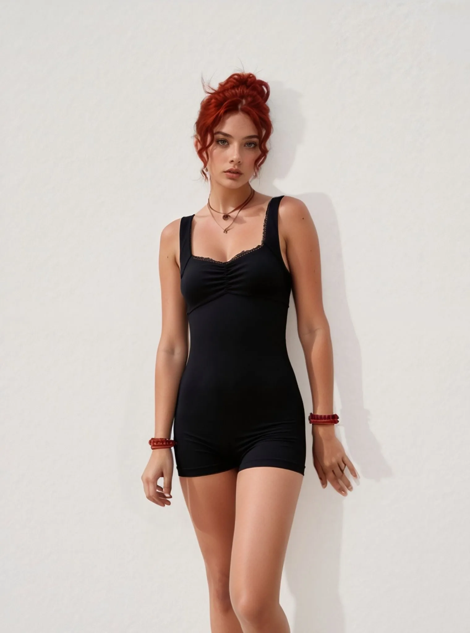 Black Sweetheart Neckline Bodysuit