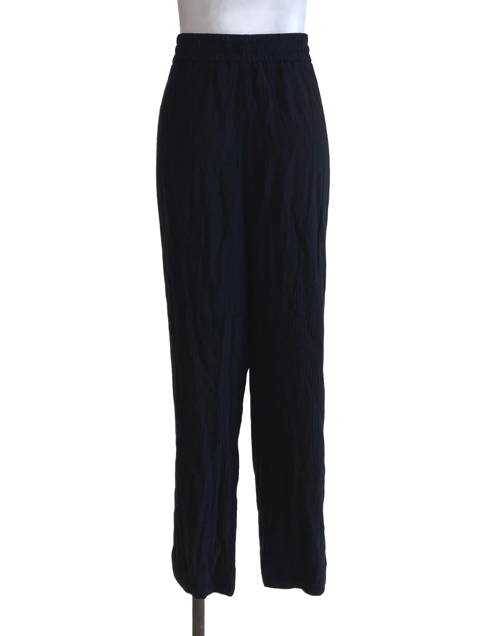 Black Textured Long Pants