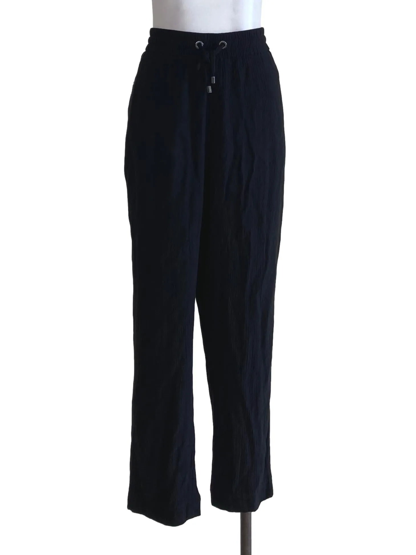 Black Textured Long Pants