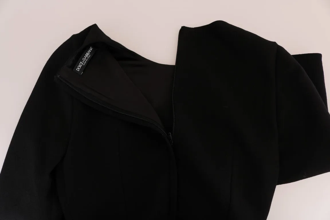Black Yellow Tulip Wool Stretch Dress