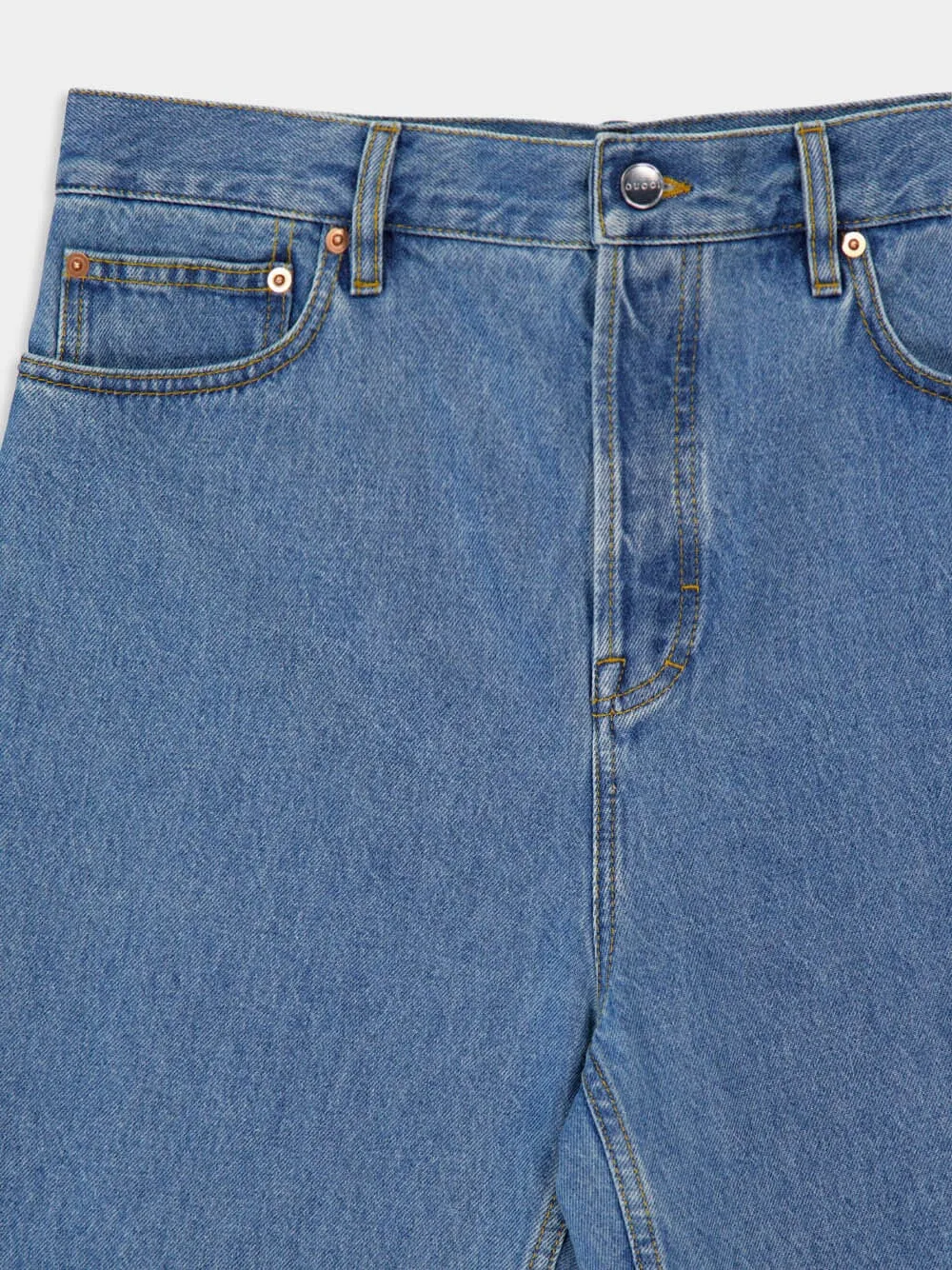 Blue Baggy Fit Bleach Denim Jeans