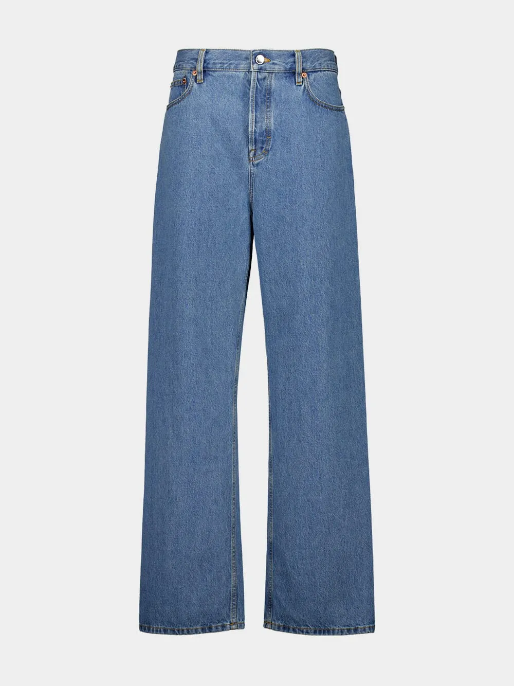 Blue Baggy Fit Bleach Denim Jeans