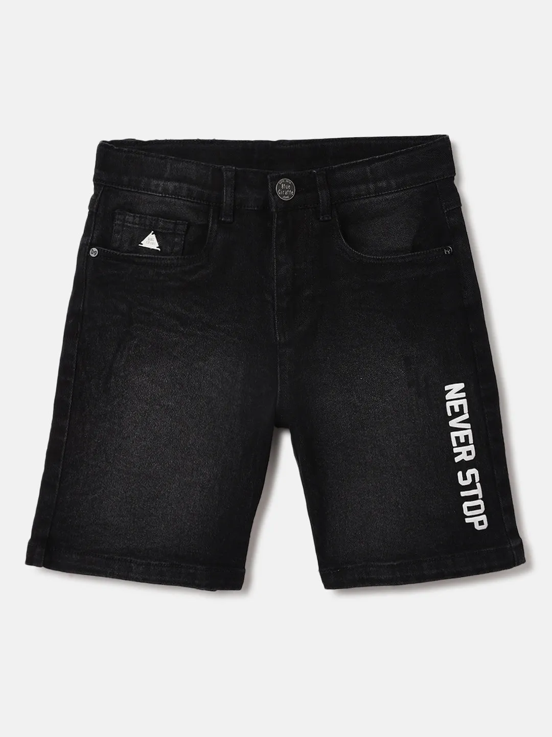 Blue Giraffe Kids Black Regular Fit Solid Shorts