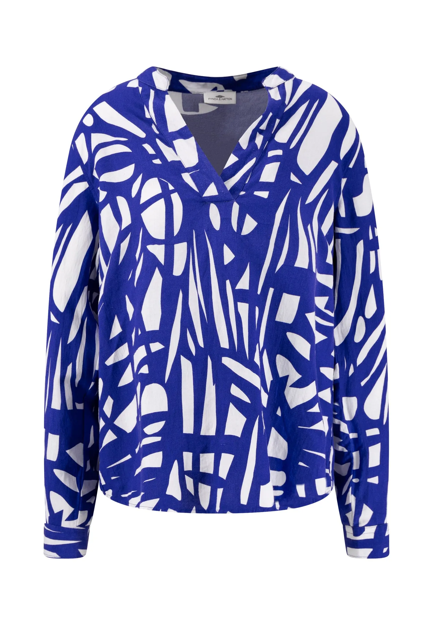 Bluse aus Leinenmix mit Tunika-Kragen